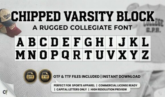 Chipped Varsity Block: Raw, Rugged Typography for Bold Brands